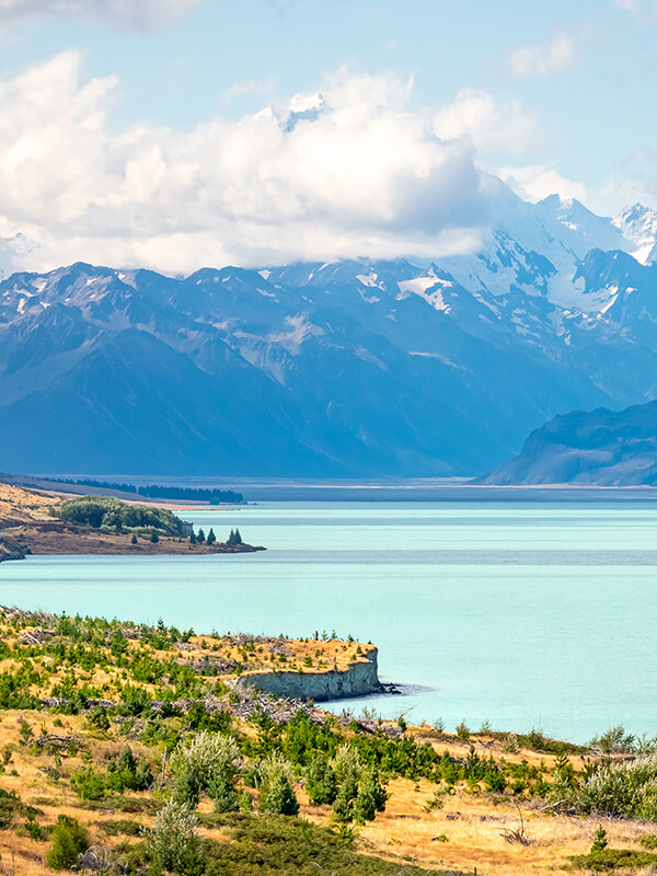 scenic lake and mountain range