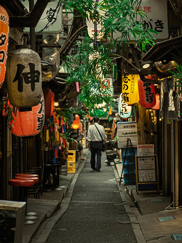 Japanese lanterns along street